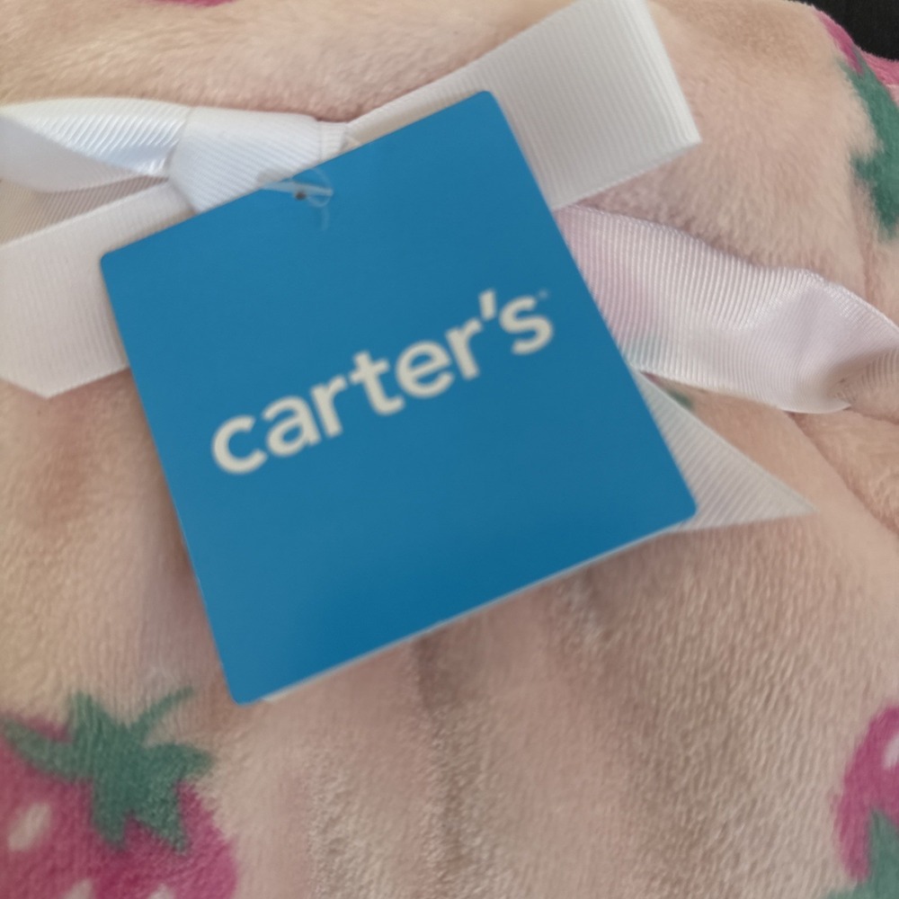 Carter's Baby Girl Pink Blanket Strawberry Themed 30x40" Newborn Infant Gift NWT - Picture 3 of 5